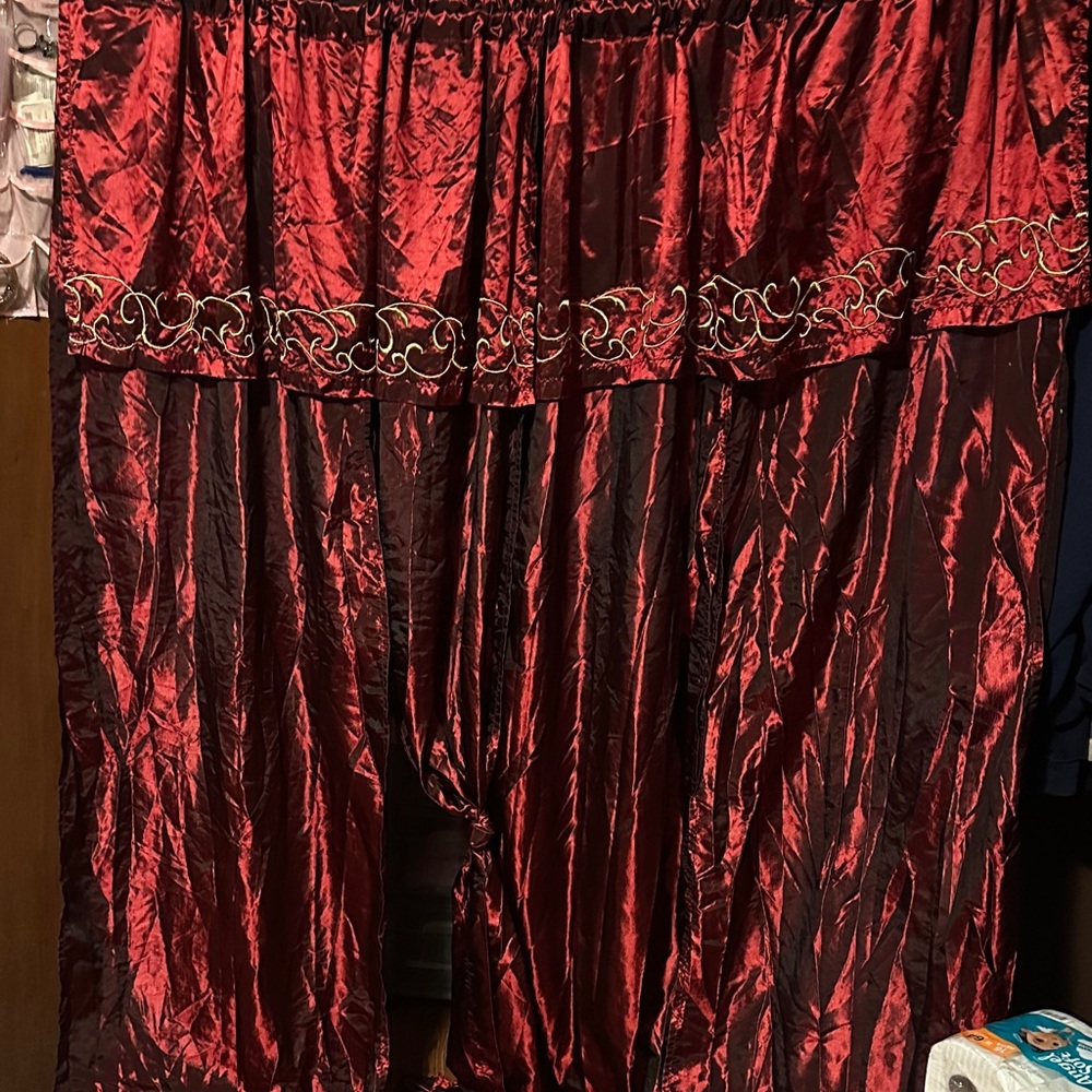 Better Homes And Gardens Red Embroidered Window Curtain Panel